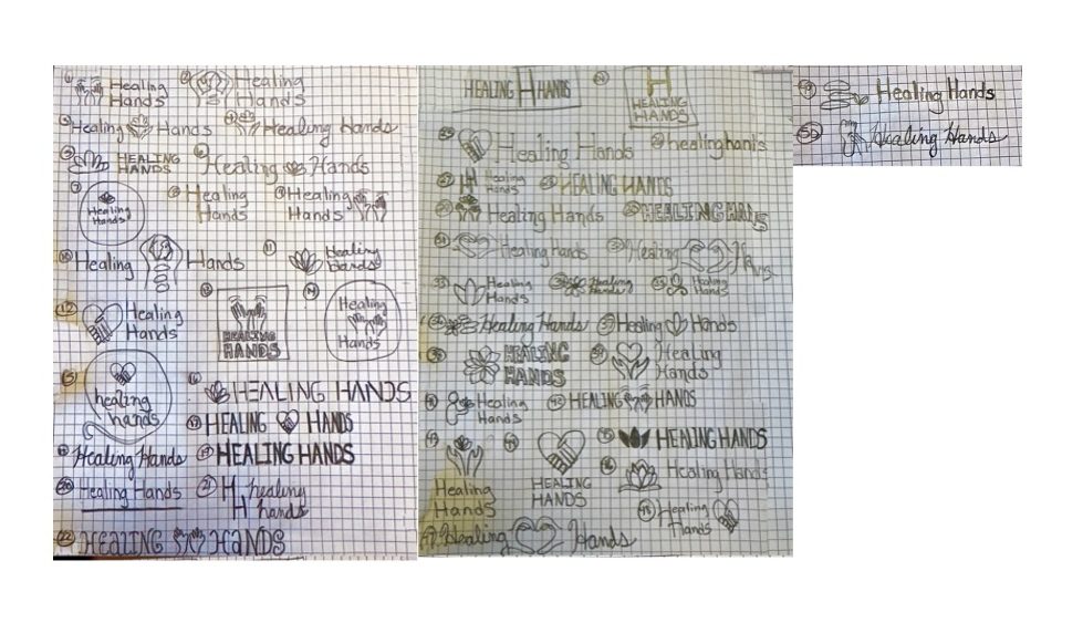 Thumbnails of logo concepts