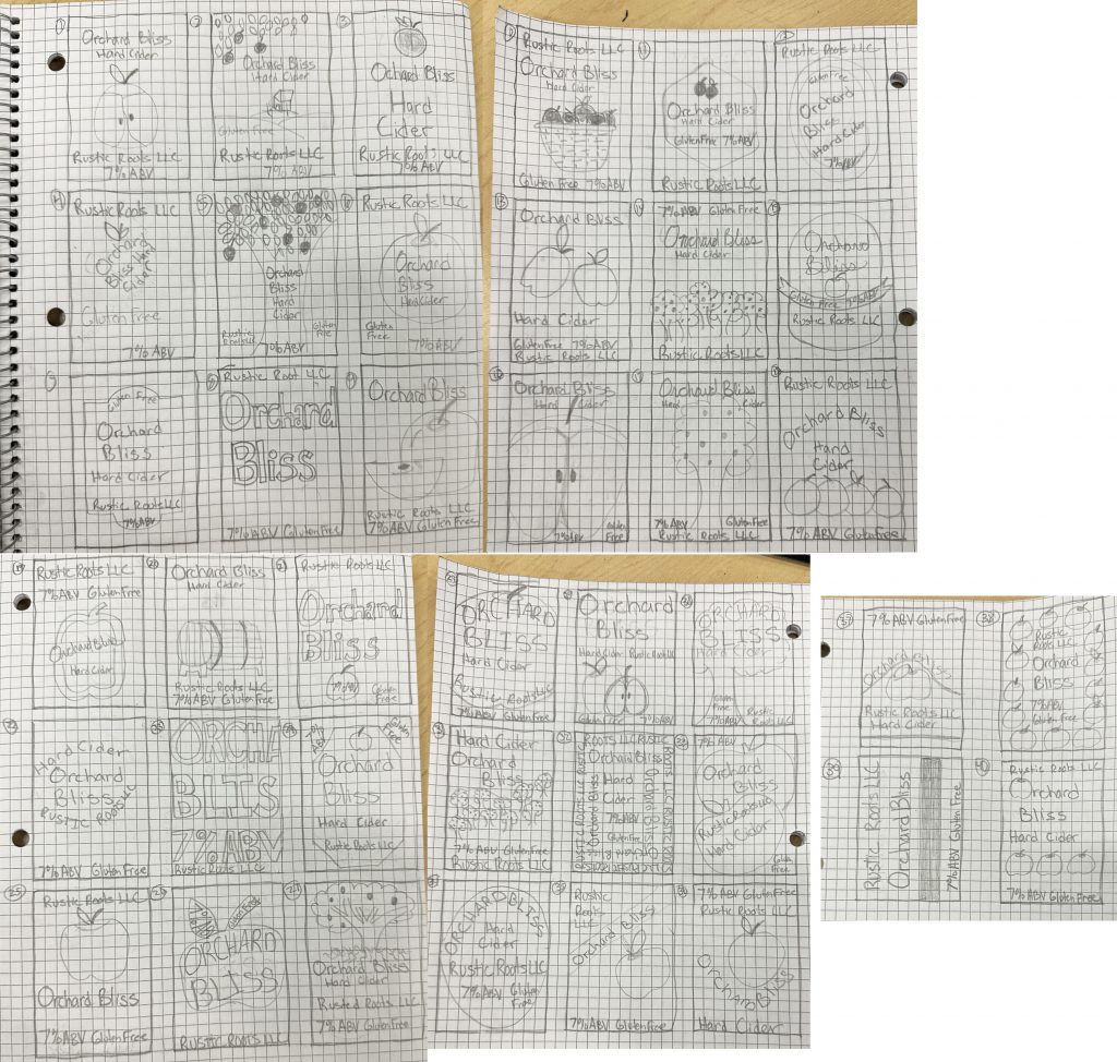 Small drawings of possible label designss